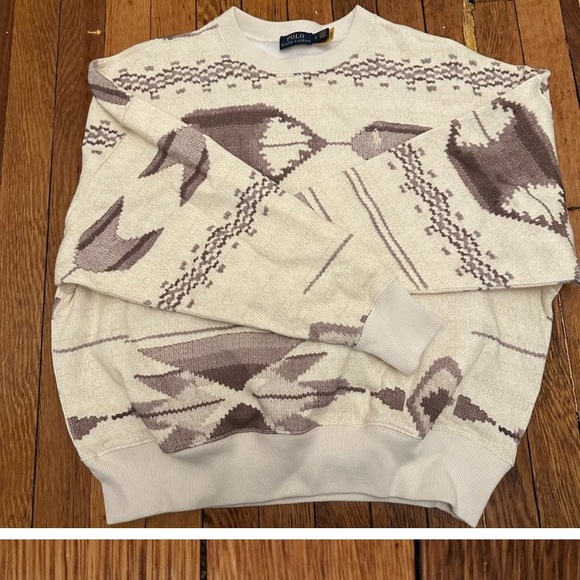 NWT POLO RALPH LAUREN Cotten Blend Women’s Sweatshirt Oversized white/mu siz M&L - Picture 3 of 12